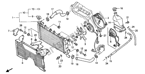 All parts for the Radiator of the Honda CBR 600F 1992