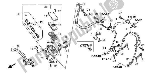 Toutes les pièces pour le Maître-cylindre De Frein Avant du Honda CBF 600 SA 2010