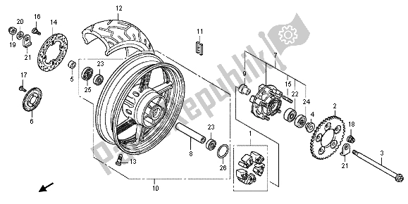 All parts for the Rear Wheel of the Honda CBF 1000 FT 2012