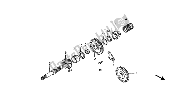 All parts for the Kick Starter Spindle of the Honda CR 80 RB LW 2000