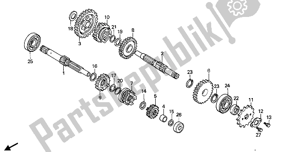 All parts for the Transmission of the Honda NSR 50S 1989