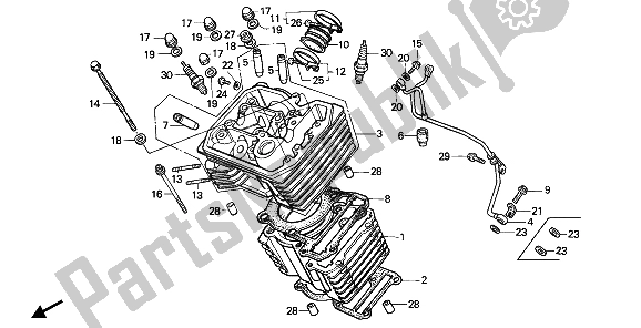 Todas las partes para Cilindro Y Culata (delantera) de Honda XL 600V Transalp 1990