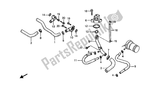 All parts for the Water Pipe of the Honda ST 1100 1992