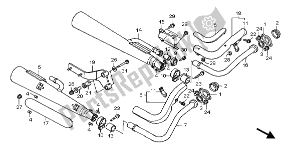 All parts for the Exhaust Muffler of the Honda VT 750 DC 2002