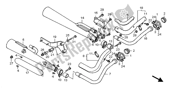 Tutte le parti per il Silenziatore Di Scarico del Honda VT 750 DC 2002