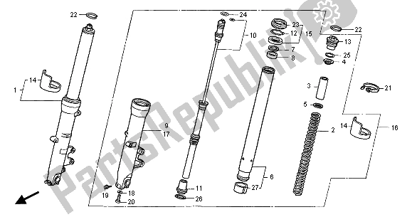 All parts for the Front Fork of the Honda CBR 600 FR 2001