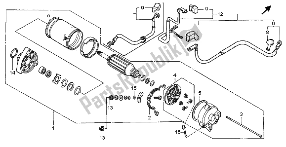 All parts for the Starting Motor of the Honda VT 1100C2 1995