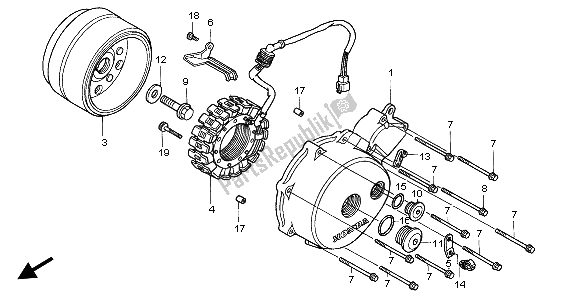 Tutte le parti per il Coperchio Carter Sinistro E Generatore del Honda VT 750 DC 2002