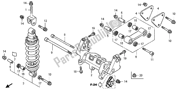 All parts for the Rear Cushion of the Honda VFR 800X 2013