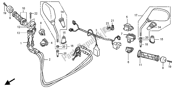 All parts for the Switch & Cable & Mirror of the Honda SH 300 2008