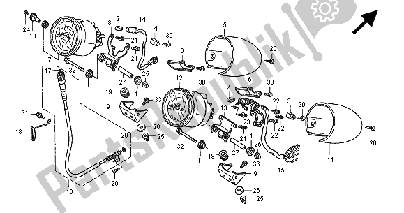 All parts for the Meter (kmh) of the Honda GL 1500C 2000