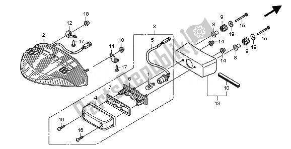 All parts for the Taillight of the Honda CB 600F Hornet 2008