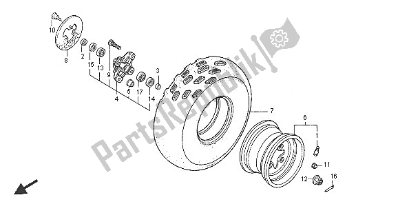 All parts for the Front Wheel of the Honda TRX 450R Sportrax 2005