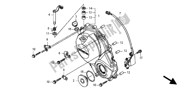 All parts for the Right Crankcase Cover of the Honda CBR 600 RR 2012
