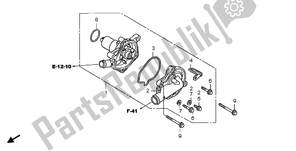 All parts for the Water Pump of the Honda VT 750 SA 2010