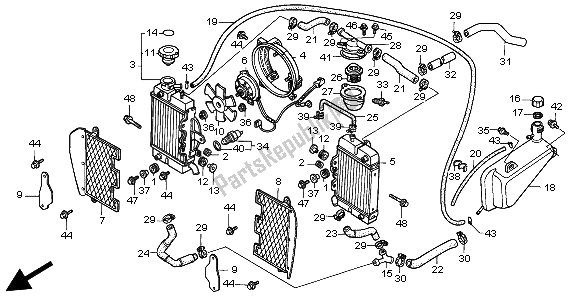 Alle onderdelen voor de Radiator & Lijkwade van de Honda XRV 750 Africa Twin 1997