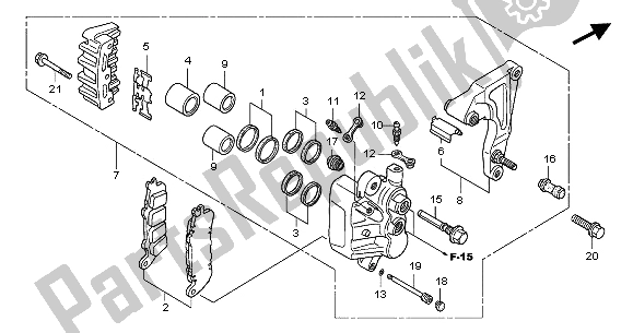 All parts for the Rear Brake Caliper of the Honda GL 1800A 2002