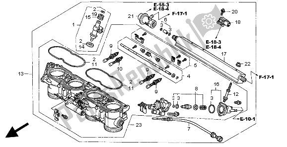 Alle onderdelen voor de Gasklephuis van de Honda CBR 1100 XX 1999