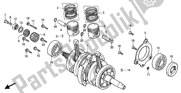 All parts for the Crankshaft & Piston of the Honda CB 250 1994
