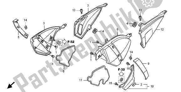 Tutte le parti per il Coperchio Laterale del Honda CB 1000 RA 2009