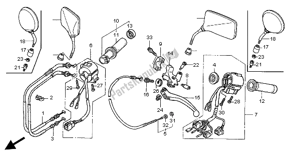 Todas las partes para Interruptor De Palanca Y Palanca Y Cable de Honda VTX 1300S 2004