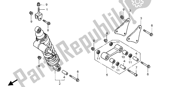 All parts for the Rear Cushion of the Honda VFR 750F 1996