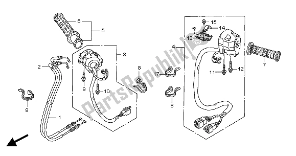 All parts for the Switch & Cable of the Honda ST 1300 2004