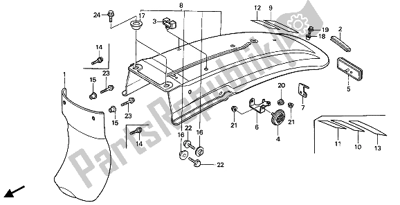 Tutte le parti per il Parafango Posteriore del Honda XR 250R 1989