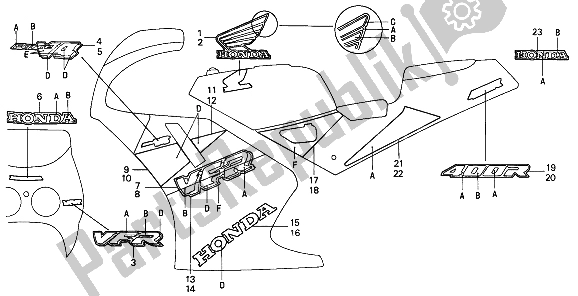 All parts for the Stripe & Mark (vfr400r3m) of the Honda VFR 400R3 1991