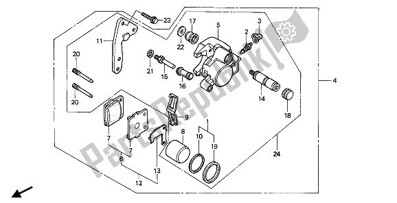 All parts for the Front Brake Caliper of the Honda CR 80R 1993