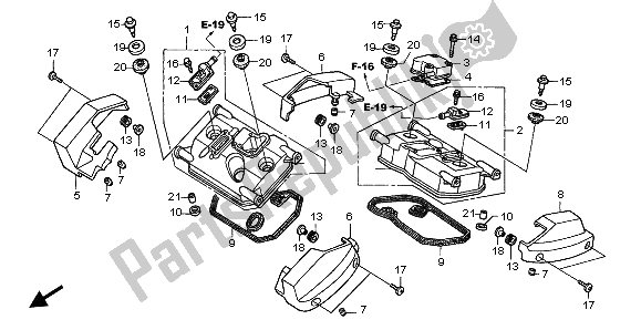 All parts for the Cylinder Head Cover of the Honda VT 750 DC 2002