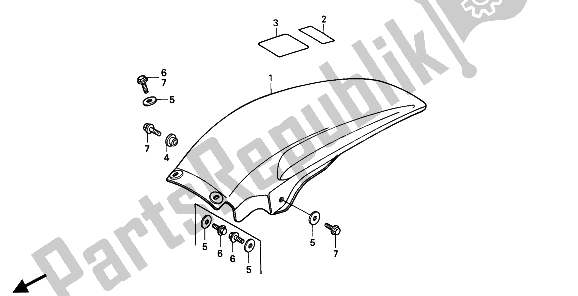 All parts for the Rear Fender of the Honda CR 125R 1989