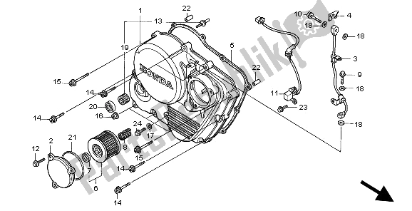 Tutte le parti per il Coperchio Carter Destro del Honda XR 600R 1995