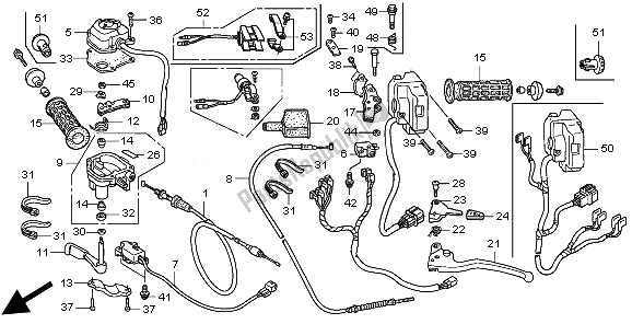 Alle onderdelen voor de Handvat Hendel & Schakelaar & Kabel van de Honda TRX 680 FA Fourtrax Rincon 2010