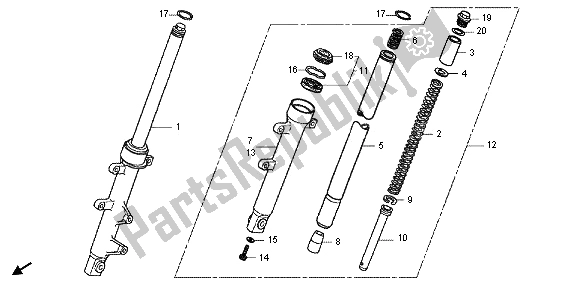 Alle onderdelen voor de Voorvork van de Honda CBR 125 RT 2012