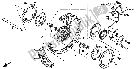All parts for the Front Wheel of the Honda XL 700V Transalp 2011