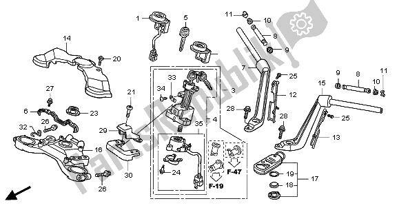 Toutes les pièces pour le Tuyau De Poignée Et Pont Supérieur du Honda GL 1800A 2001