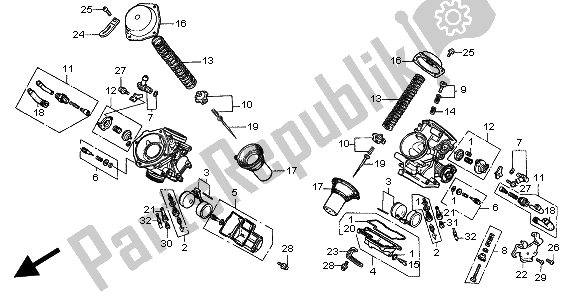 Alle onderdelen voor de Carburateur (onderdelen) van de Honda VT 750C 1997