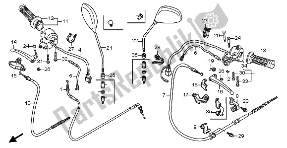 All parts for the Handle Lever & Switch Cable of the Honda NPS 50 2010