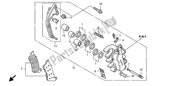 All parts for the L. Front Brake Caliper of the Honda CBF 1000A 2009