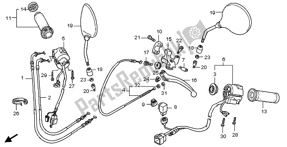 Todas las partes para Interruptor De Manija Y Cable de Honda VT 750C 2008