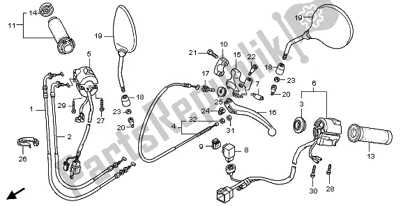 Tutte le parti per il Interruttore Maniglia E Cavo del Honda VT 750C 2008