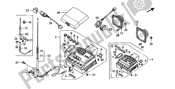 All parts for the Radio Cassette of the Honda GL 1500 SE 1992