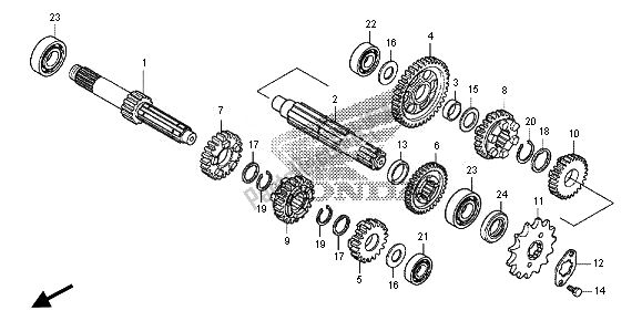 All parts for the Transmission of the Honda CRF 125F SW 2014