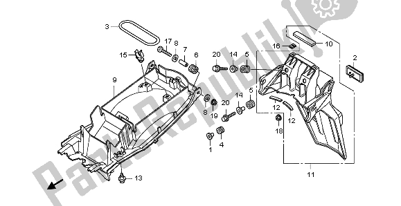 All parts for the Rear Fender of the Honda CBF 600 SA 2009