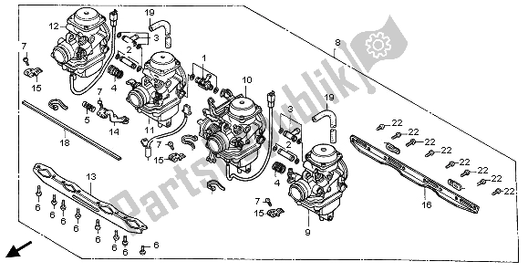 All parts for the Carburetor (assy.) of the Honda CB 750F2 1995