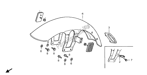 All parts for the Front Fender of the Honda CB 250 1996