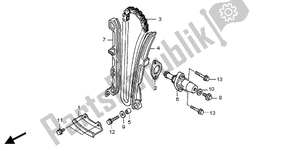 All parts for the Cam Chain & Tensioner of the Honda TRX 500 FA Fourtrax Foreman 2002