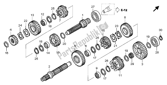 All parts for the Transmission of the Honda ST 1300A 2006