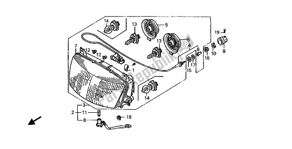 All parts for the Headlight (eu) of the Honda ST 1100A 1993